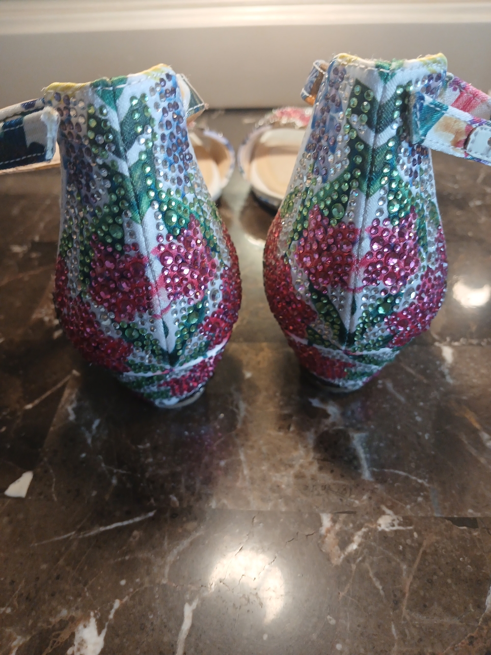Alex Marie Multicolor Crystal-Embellished Ankle-Strap Flats - Picture 11 of 13